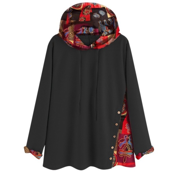 Losse damessweater met patroon zwart 3XL