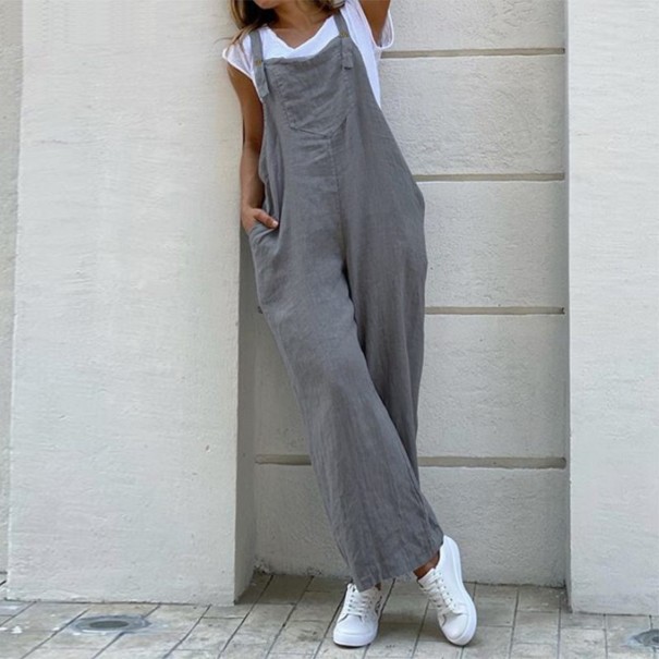 Losse jumpsuit voor dames met bandjes grijs XL
