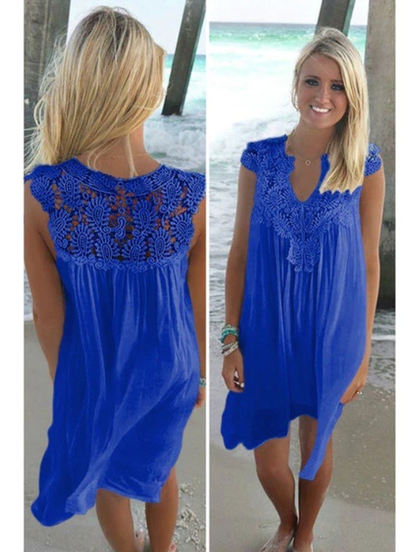 Losse zomerjurken voor dames blauw M