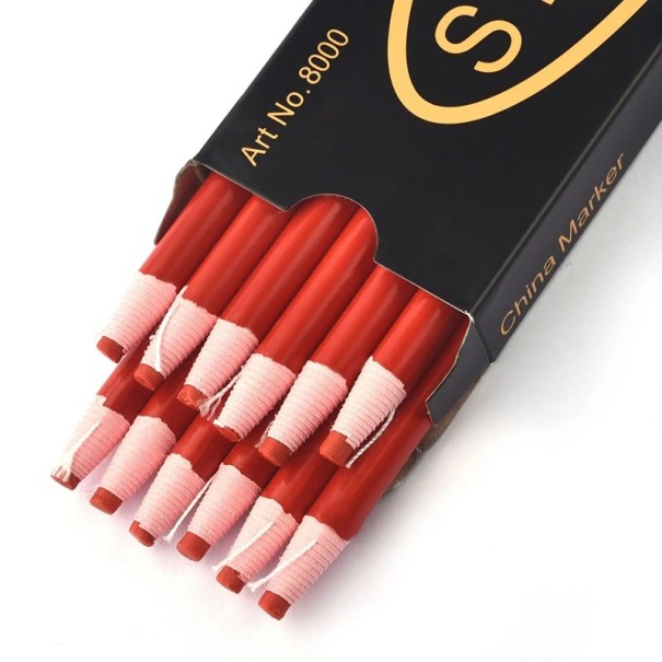 Lot de 12 crayons à coudre effaçables 170 x 8,5 mm pour patchwork, couture, marquage, bricolage, broderie et couture rouge