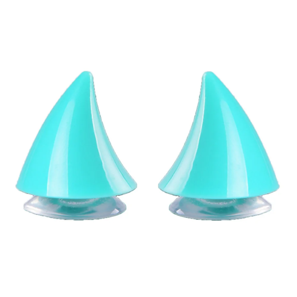 Lot de 2 cornes de casque en silicone mignonnes décorations avec ventouse amovible accessoires de casque tout-terrain décoration unisexe sans dommage bleu