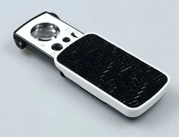 Loupe pliable avec éclairage LED et lumière UV, grossissement 30x, 60x, 90x, portable, pour bijoux, pièces de monnaie, billets de banque, timbres noir