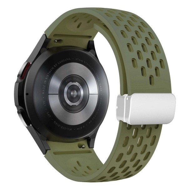 Λουράκι ρολογιού Samsung Galaxy Watch 4/5/6 40 mm Σιλικόνινο λουράκι ρολογιού με λευκή αγκράφα χακί πράσινο