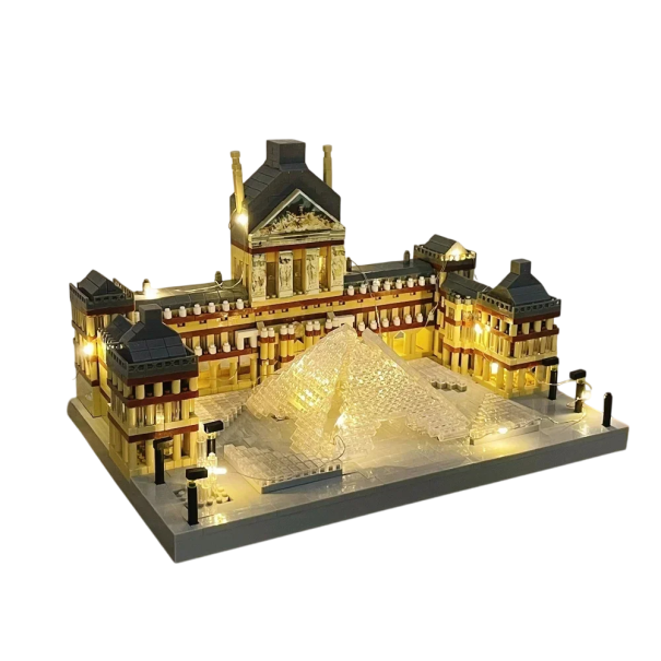 Louvre-museon rakennussarja 24x16x14,5 cm Taitettava malli LED-valolla Koristeellinen rakennussarja taustavalolla Luova lelu lapsille ja aikuisille 1