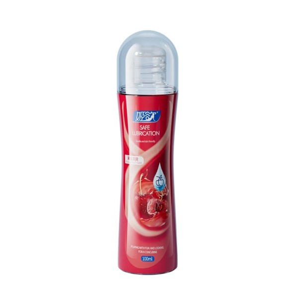 Lubricante soluble en agua de 100 ml con aroma a cereza para una lubricación duradera, una experiencia sensual y una fácil limpieza. Embalaje discreto. 1