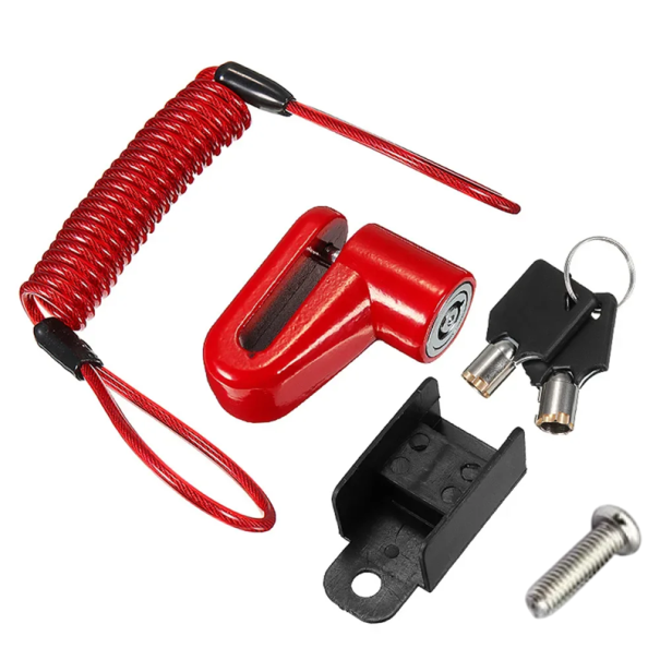 Lucchetto per freno a disco con cavo in acciaio da 1,2 m contro il furto per scooter elettrico Xiaomi Mijia M365 / Pro / 1S / Pro2 / Mi3 + 2 chiavi in acciaio legato rosso