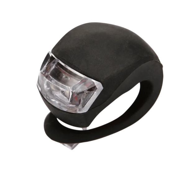 Luce LED in silicone impermeabile per bicicletta 3×4 cm Torcia per ciclismo con 3 modalità di illuminazione Lampeggiamento veloce e lento Alimentazione 2× batterie AG10 nero