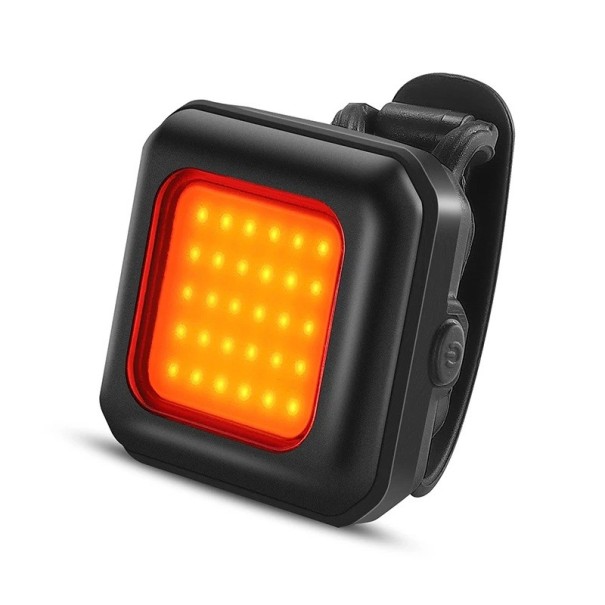 Luce posteriore per bicicletta 4 x 4 x 1,8 cm COB LED 50 lm ricaricabile USB-C IPX45 impermeabile lampada da ciclismo 3 modalità lunga durata batteria 250mAh nero