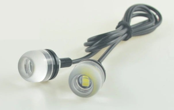 Luces LED eagle eye de 12 V 2 pcs Luces compactas con un diámetro de 18 mm y una potencia de 1,2 W Fijación con tornillo y cable verde
