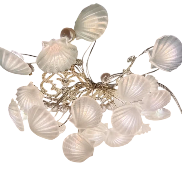 Luci a LED a catena 2 m 20 LED Conchiglie Bianco freddo Luci decorative a batteria per feste compleanni decorazioni da spiaggia e oceaniche 1