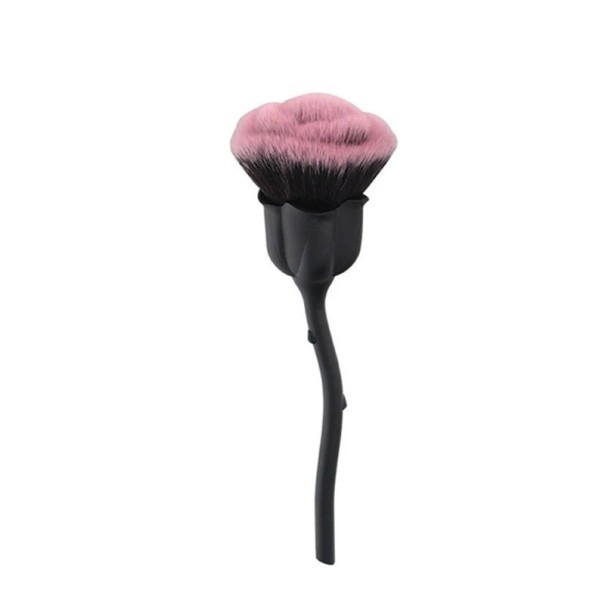Luddig mjuk borste i form av en ros 5 x 3,3 x 12,5 cm Kosmetisk borste för puder, nagelpuder eller smink svart
