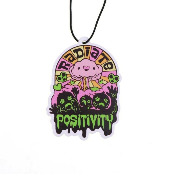 Lufterfrischer für das Auto RADIATE POSITIVITY Motiv Explosion Duftanhänger weiß mit buntem Druck für das Interieur