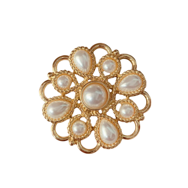 Luksuriøs dekorativ guld broche i ringform med perler Elegant dekorativt tilbehør Smykkeemblem til festtøj 2