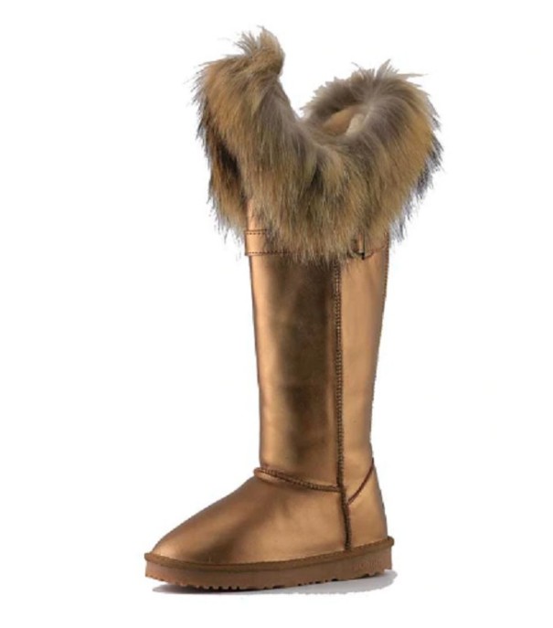 Luksuriøse damestøvler med pels J3208 guld 37