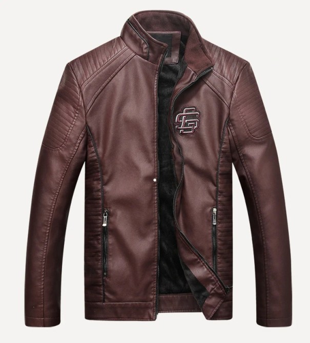 Luksus herre læderjakke J1989 brun 3XL