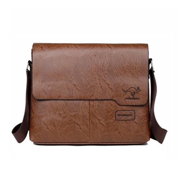 Luksusowa męska skórzana torba na ramię 32×26 cm Markowa biznesowa torba typu crossbody Duża elegancka torba boczna dla mężczyzn brązowy