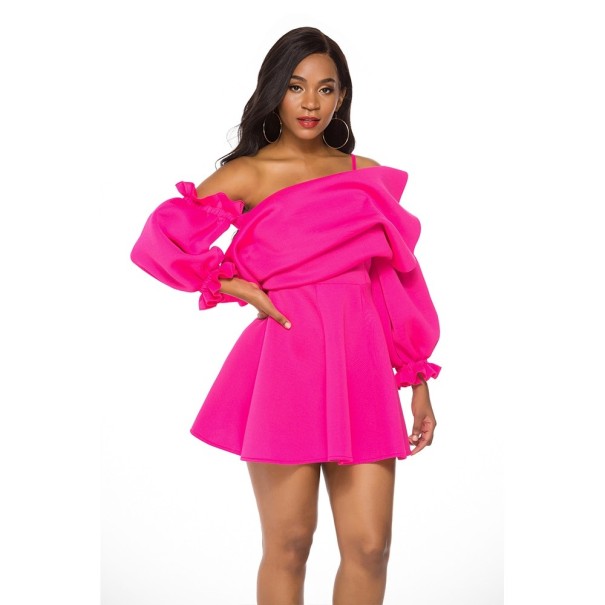 Luksusowa mini sukienka różowa XXL