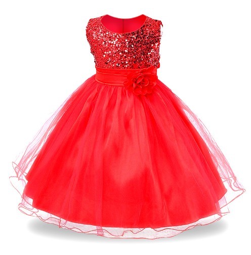 Luksusowa sukienka dziewczęca z kwiatkiem J3238 czerwony 8