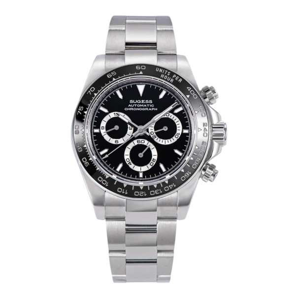 Luksusowe męskie automatyczne zegarki Chronograf z przezroczystym wieczkiem Szkło szafirowe Koperta 39 mm Stal nierdzewna 316L czarny