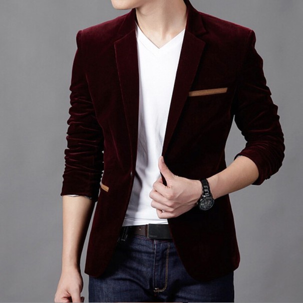 Luksusowy płaszcz męski - ciemny czerwony L