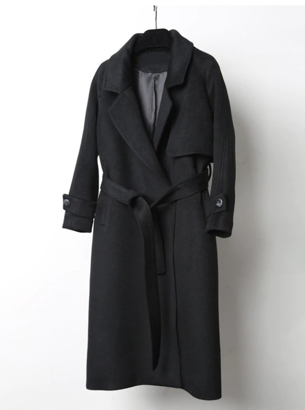 Luksusowy płaszcz zimowy damski A1453 czarny M