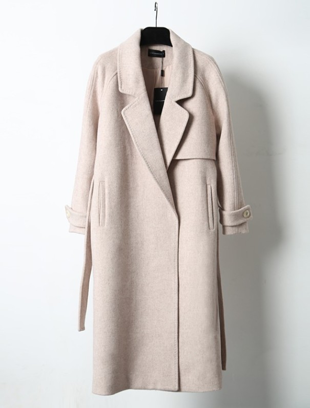 Luksusowy płaszcz zimowy damski A1453 khaki L