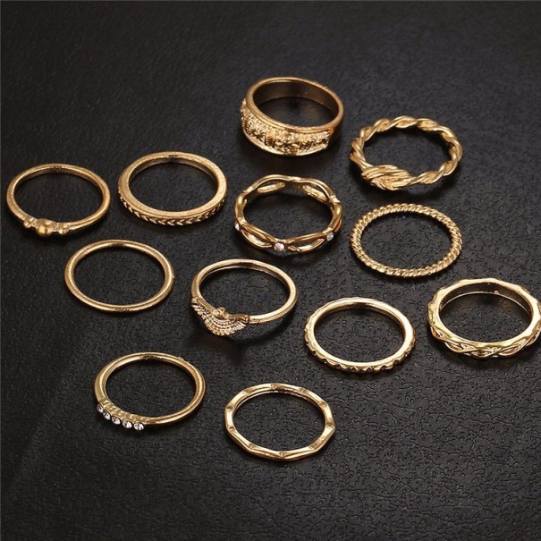 Luksusowy zestaw pierścionków damskich - 12 szt złoto
