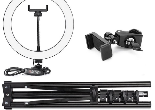 Lumière circulaire LED 26 cm avec trépied 210 cm
