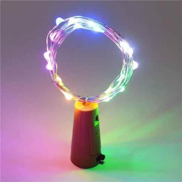 Lumières LED sur fil pour décorer les bouteilles Lumières colorées sur bouchon 2m 5V Décoration de Noël Guirlande lumineuse pour bouteille 3x piles LR44 Décoration intérieure multicolore