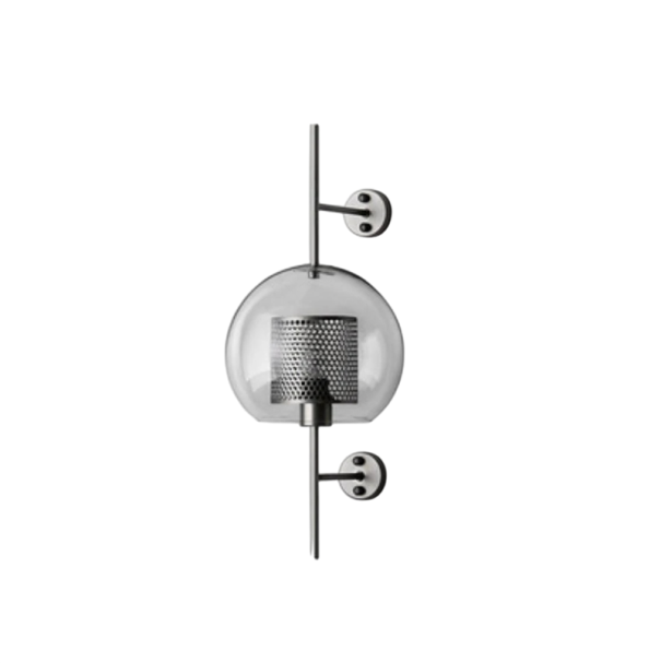 Lumină de perete modernă formă rotundă 55 x 25 cm sticlă și metal soclu E27 fără bec 90-260 V Cromată pentru living și dormitor 1