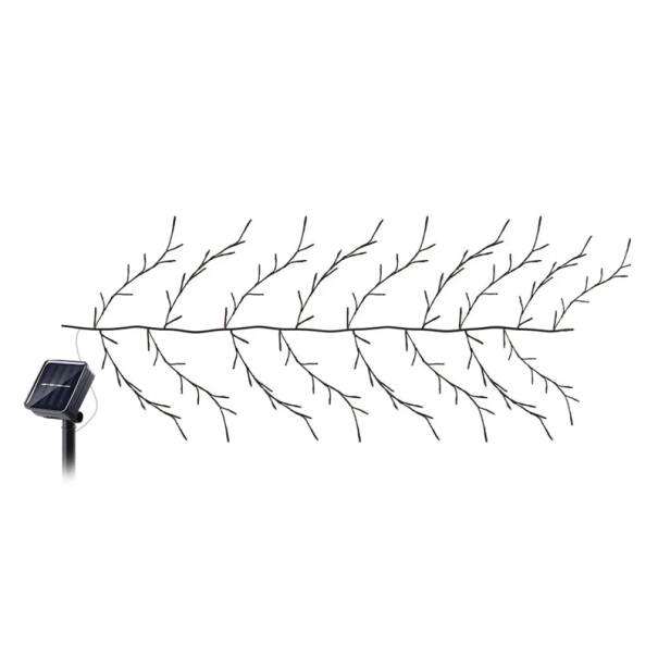 Lumină LED solară în formă de salcie 1,45 m 72 diode Alb cald iluminat exterior de grădină Lampă decorativă cu panou și țăruș 1