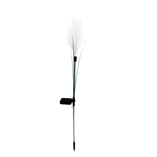 Lumină solară cu stuf de grădină 88 cm LED Fibră optică Decorare Cale impermeabilă Iluminat gazon Tub din oțel inoxidabil și piele 1