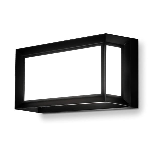 Luminaire mural extérieur LED 25 W Protection IP65 Corps rectangulaire noir autour du diffuseur blanc Lumière froide 6000 K Pour façade et entrée 1