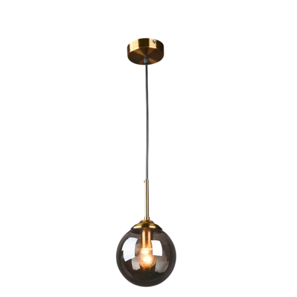 Luminária de teto LED simples com 1 lâmpada Lustre de metal luxuoso moderno Estilo escandinavo Luz pendente de vidro E14 Luz branca quente 90-260V 25×15 cm cinzento