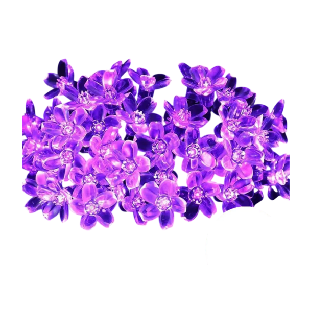Lumini solare cu lanț 5 m 20 LED Flori de cireș Decorare exterioară rezistentă la apă pentru nunți, grădini, petreceri, decorațiuni de Crăciun în diverse culori violet