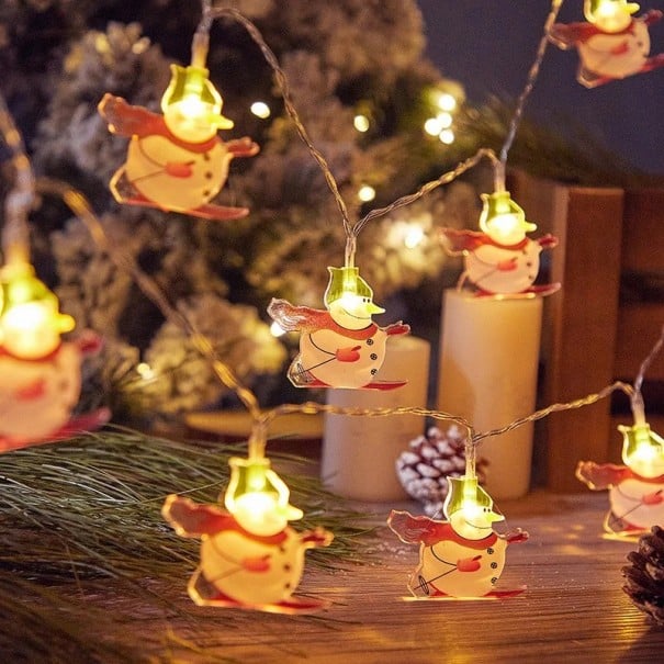 Luminile de Crăciun 1,5 m Decoratiune luminoasă pentru acasă cu motiv de om de zăpadă pe schiuri Iluminat LED de iarnă pentru fereastră sau perete 1