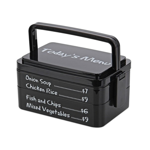 Lunchbox met opschriften zwart M