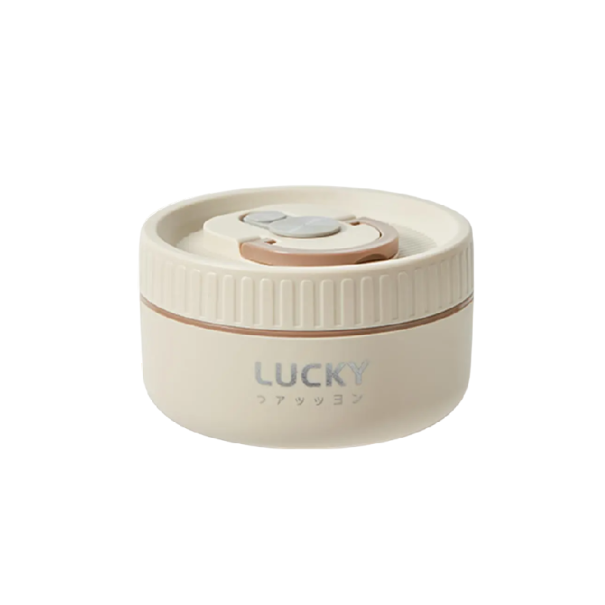 Lunchbox termiczny dla dzieci 400 ml 11,5 x 6,5 cm Pojemnik ze stali nierdzewnej, szczelny, nadaje się do mikrofalówki, ekologiczny, przenośny lunchbox beżowa