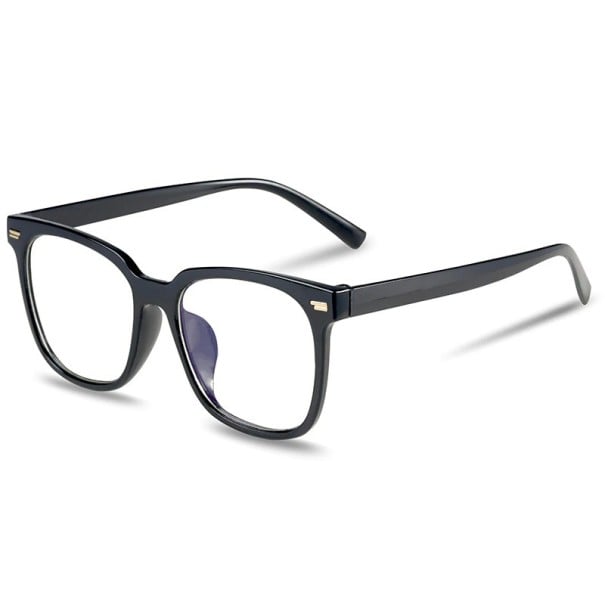 Lunettes anti-lumière bleue pour le travail sur ordinateur et avec mobile Verres transparents Rivets décoratifs dans les coins Monture carrée noir