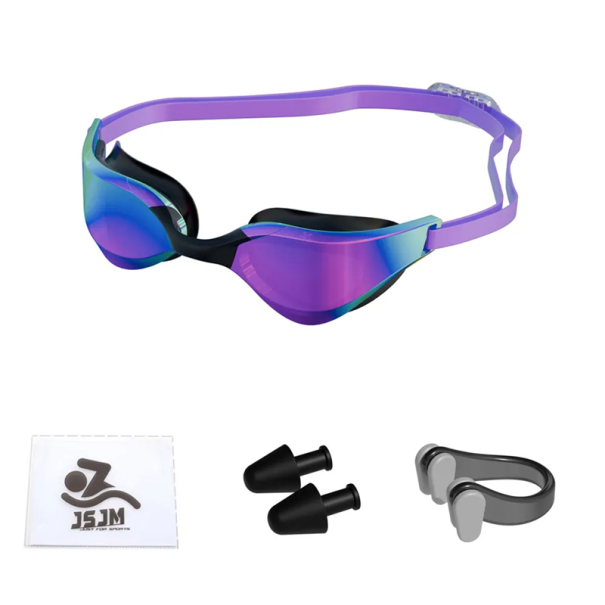 Lunettes de natation pour adultes 16,5 x 4 cm Protection anti-buée Sangle réglable Jante d'étanchéité Natation en extérieur et en intérieur violet