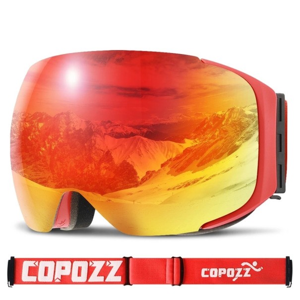 Lunettes de ski professionnelles avec effet miroir Lunettes pour le ski et le snowboard avec protection UV400 Lunettes de ski étanches pour casque anti-buée avec étui en tissu 7