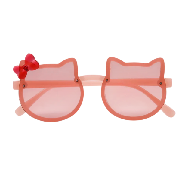 Lunettes de soleil pour filles 124 x 16 mm en forme de tête de chat Lunettes pour enfants stylées Protection UV Monture légère Lunettes de mode d'été pour enfants rose