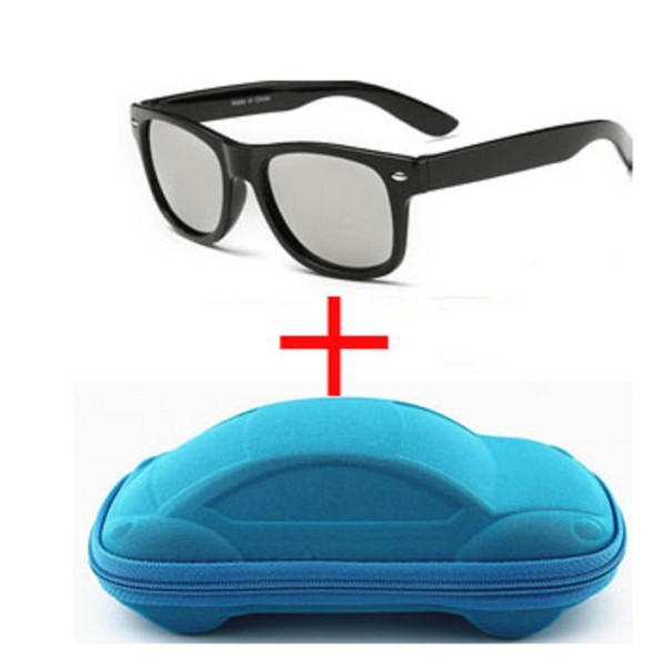 Lunettes de soleil pour garçons avec étui bleu J2536 argenté