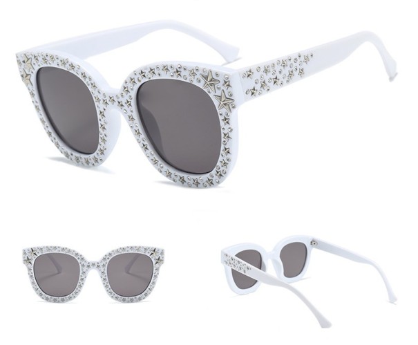 Lunettes de soleil rétro stylées pour femmes J3017 blanc