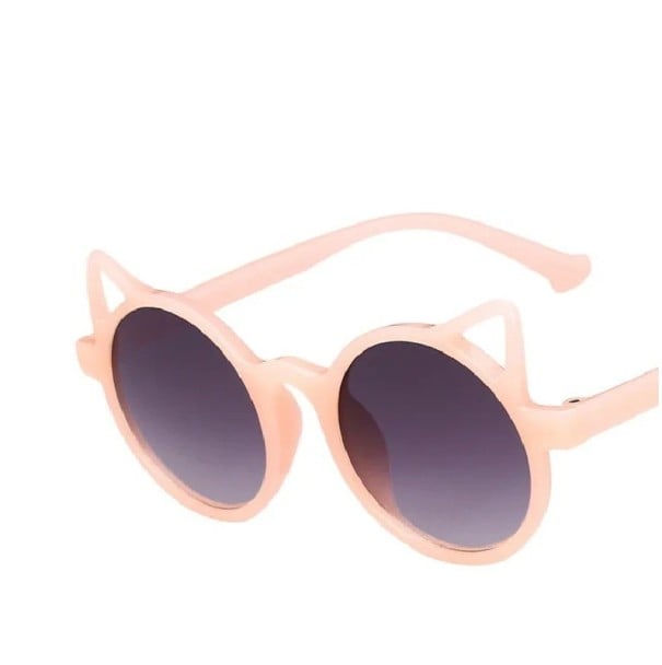 Lunettes de soleil rondes roses pour filles avec oreilles de chat Lunettes mignonnes pour petites filles Protection UV Monture légère Lunettes d'été 1