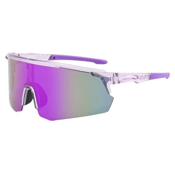 Lunettes de soleil sportives 1058 31 g cadre en PC et verres protection UV anti-éblouissement lunettes de cyclisme miroir pour le vélo course plein air violet