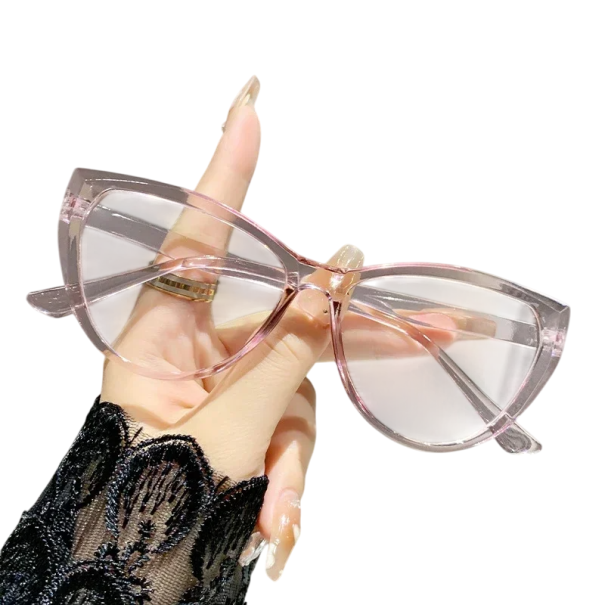Lunettes de vue pour femmes style cat eye -1,00 Monture en plastique élégante Filtre de lumière bleue Accessoire stylé Protection des yeux au travail rose