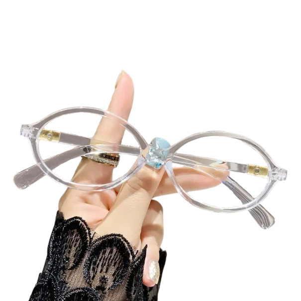 Lunettes de vue rétro ovales pour femmes -2,00 avec filtre de lumière bleue monture en PC Lunettes stylées pour la lecture et le travail sur écran Transparent