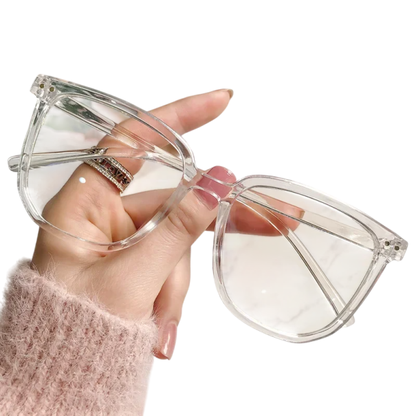 Lunettes en plastique carrées avec filtre anti-lumière bleue Dioptrie -5,00 Lunettes de distance Protection de la vue Monture noire élégante Transparent