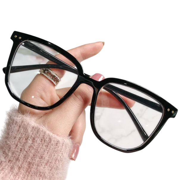 Lunettes en plastique carrées pour la distance dioptrie -4,50 Lunettes avec filtre de lumière bleue Monture noire élégante Protection des yeux lors du travail sur PC noir